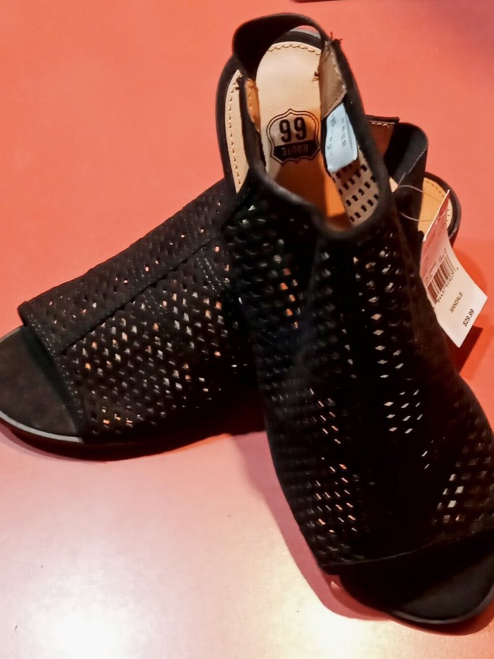 ROUTE 66 Vida Perforated Slingback Bootie Sandals Open Toe Heel Gladiator NWT! - Picture 3 of 9